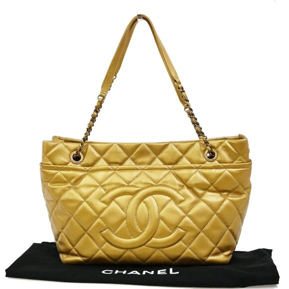 CHANEL CC Timeless Chain Shoulder Bag Grained Calfskin Leather Gold 653RL259 - Picture 1 of 14